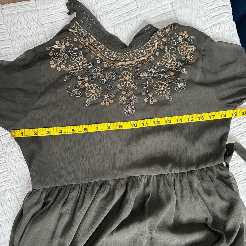 Long column high neck beaded and sequin chiffon Global Inspired Dress - Picture 9 of 11